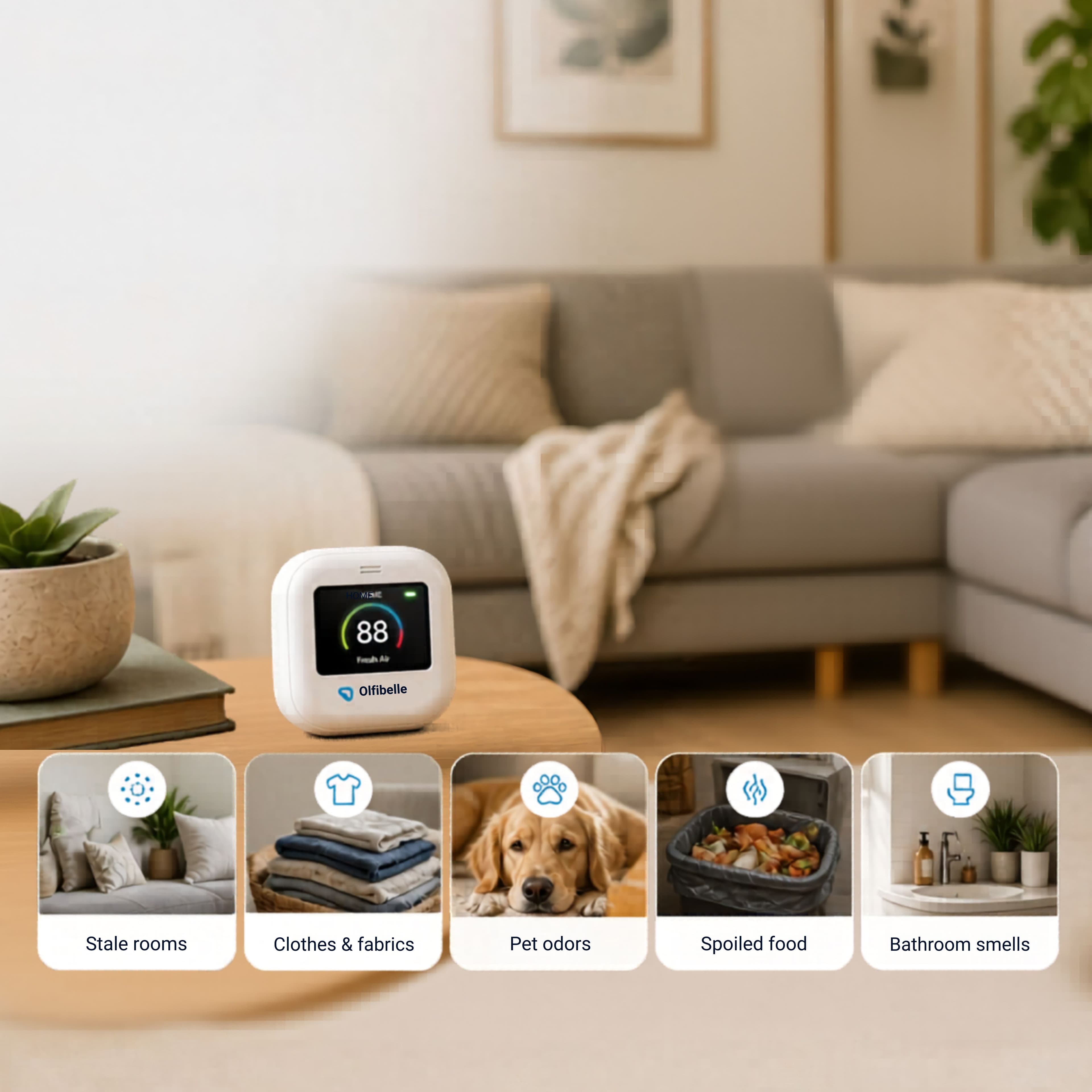 Olfibelle device alongside the companion app